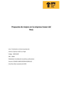 Propuesta de Mejora de Producci&oacute;n en Inoxor Per&uacute;
