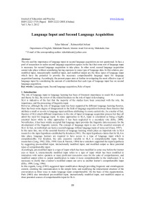 Language Input & Second Language Acquisition Research