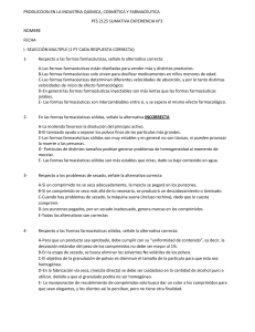 PFS 2125 Sumativa Experiencia N&deg;3: Producci&oacute;n Qu&iacute;mica Farmac&eacute;utica