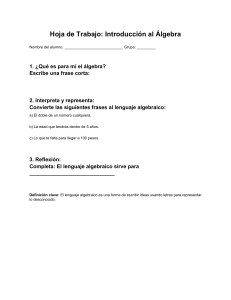 Hoja de Trabajo: Introducci&oacute;n al &Aacute;lgebra