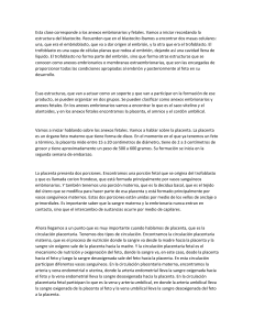 Anexos Embrionarios y Fetales: Placenta, Amnios y Cord&oacute;n Umbilical