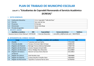 Plan de Trabajo Municipio Escolar I.E.A. Coprodeli 2026