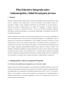 Plan Educativo de Anticoncepci&oacute;n y Salud Sexual para J&oacute;venes