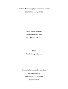 Actividad 2: Herramientas de Calidad - Gesti&oacute;n de la Calidad I