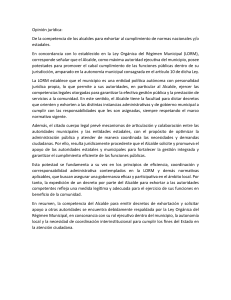 Opini&oacute;n jur&iacute;dica: Competencia de Alcaldes y Cr&eacute;ditos Indexados en Venezuela