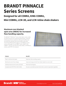 BRANDT PINNACLE Shale Shaker Screens Data Sheet