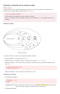 Axiomas y Teoremas de los N&uacute;meros Reales