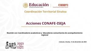 Acciones CONAFE-ISEJA para Educaci&oacute;n en Sinaloa