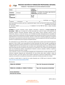 Formato Tratamiento de Datos Menor SENA