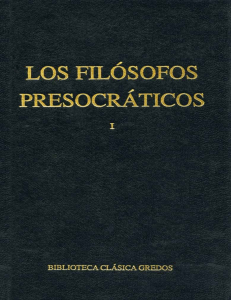 Filosof&iacute;a Presocr&aacute;tica: Introducci&oacute;n Gredos