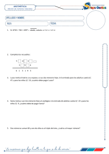 Ficha de Matem&aacute;ticas: Adici&oacute;n de N&uacute;meros Naturales