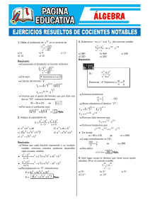 Ficha de Matem&aacute;ticas sobre Cocientes Notables