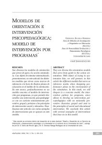 Modelos de Intervenci&oacute;n Psicopedag&oacute;gica