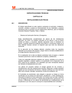 Especificaciones El&eacute;ctricas Metro de Caracas