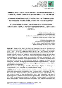 Alfabetiza&ccedil;&atilde;o Cient&iacute;fica e TDIC na Educa&ccedil;&atilde;o