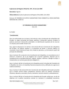 Ley Ecuador Apoyo Humanitario COVID-19