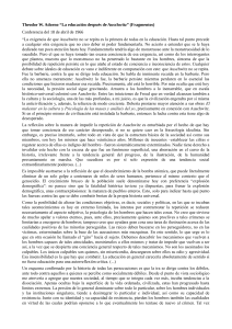 Adorno, T. - La educaci&oacute;n despu&eacute;s de Auschwitz   Fragmentos