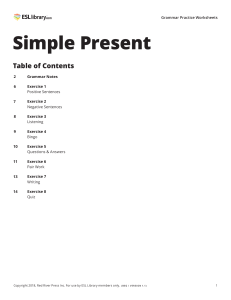 Simple Present Grammar Practice Worksheets
