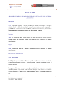 Especificaci&oacute;n T&eacute;cnica 220.B: Mejoramiento de Suelos Subrasante con Material Adicionado
