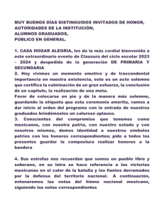 Programa de Clausura Escolar 2023-2024 Casa Hogar Alegr&iacute;a