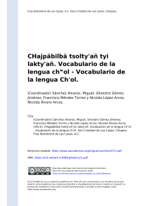 Vocabulario de la lengua Ch'ol: Diccionario y recurso de aprendizaje