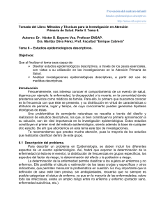 Estudios Epidemiol&oacute;gicos Descriptivos: M&eacute;todos y T&eacute;cnicas
