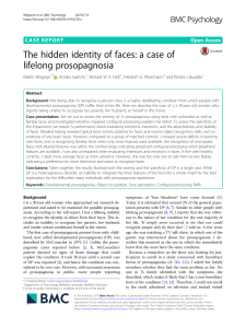 Case Report: Lifelong Prosopagnosia and Face Recognition Deficits