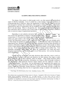 Leading Organizational Design: Leadership & Organizational Structure