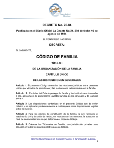 C&oacute;digo de Familia de Honduras (Decreto 76-84)