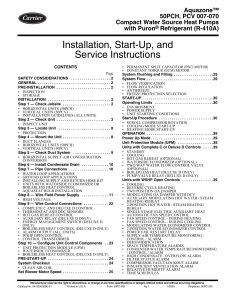 Aquazone Heat Pump Installation & Service Manual