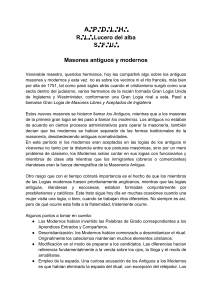 Masones Antiguos y Modernos: Historia y Reunificaci&oacute;n