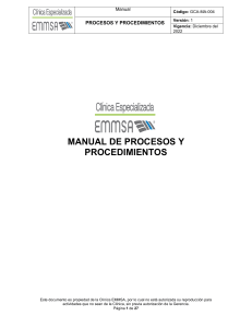 Manual de Procesos y Procedimientos Cl&iacute;nica EMMSA