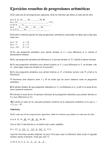 Ejercicios resueltos de progresiones aritm&eacute;ticas