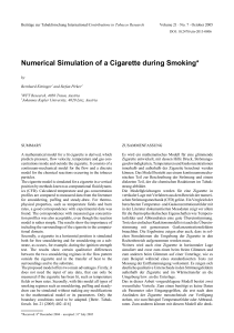 Numerical Simulation of a Cigarette during Smoking