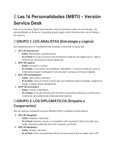Gu&iacute;a de Personalidades MBTI para Service Desk