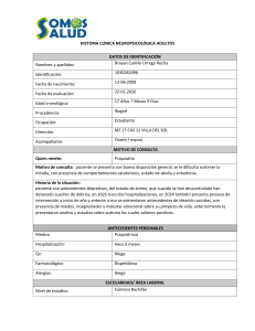 Historia Cl&iacute;nica Neuropsicol&oacute;gica de Brayan Camilo Urrego Rocha