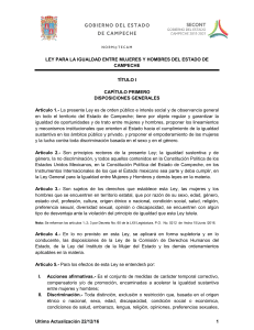 Ley para la Igualdad entre Mujeres y Hombres del Estado de Campeche