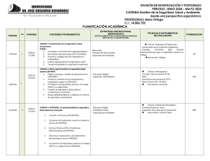 Planificaci&oacute;n Acad&eacute;mica Seguridad y Salud Ocupacional Postgrado