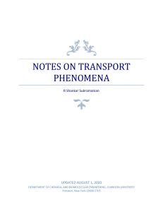 Notes on Transport Phenomena by R Shankar Subramanian