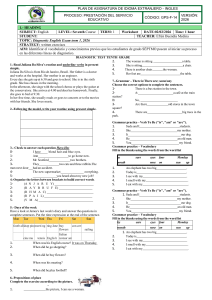 7th Grade English Diagnostic Test Term 1 2026 Worksheet