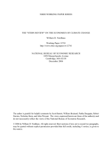The Stern Review on Climate Change Economics - NBER Working Paper