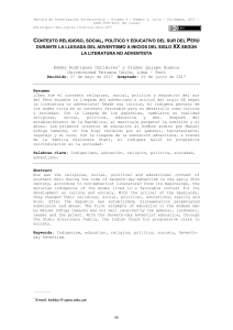 Contexto Religioso, Social, Pol&iacute;tico y Educativo del Sur del Per&uacute; Durante la Llegada del Adventismo