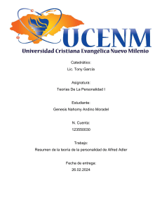 Adler teoria de la personalidad resumen-Genesis Andino