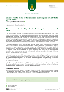 Salud mental de profesionales de la salud: problema olvidado