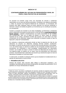 Contenido M&iacute;nimo para Estudio de Preinversi&oacute;n a Nivel de Perfil