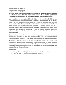 Paterfamilias en Derecho Romano: Estructura Familiar y Comparaci&oacute;n Moderna