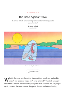 The Case Against Travel: Why Tourism Fails Us
