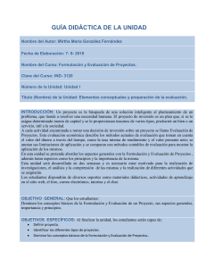 Gu&iacute;a Did&aacute;ctica Unidad I: Formulaci&oacute;n y Evaluaci&oacute;n de Proyectos