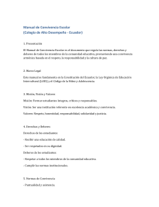 Manual de Convivencia Escolar Colegio de Alto Desempe&ntilde;o Ecuador