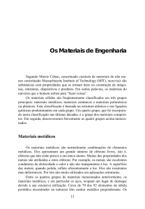 Engenharia de Materiais: Classifica&ccedil;&atilde;o e Propriedades